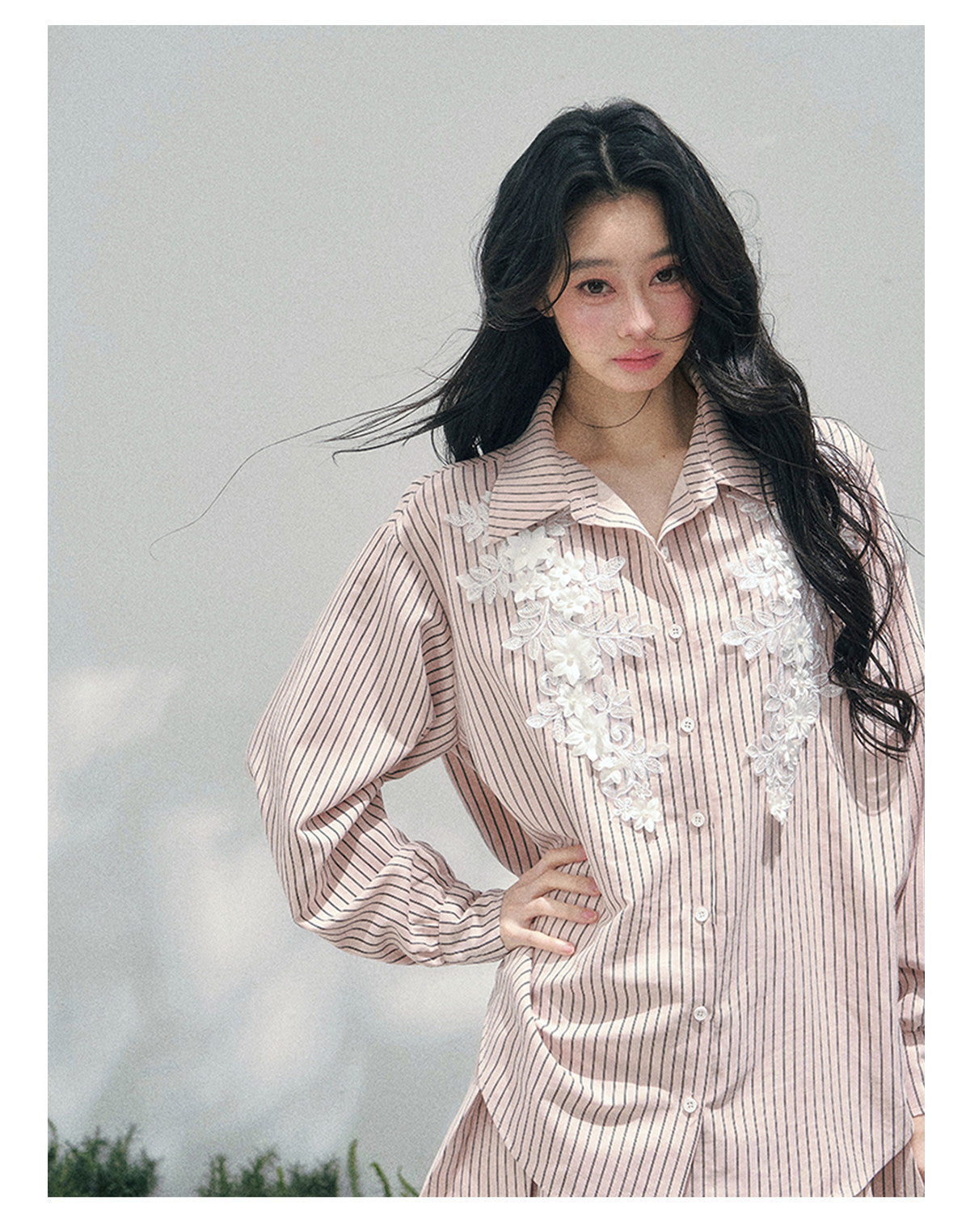少也眼 "Pink Cloud Reverie" Cinnamon Pink Lace Sweet Two-Piece Skirt Set 563856385