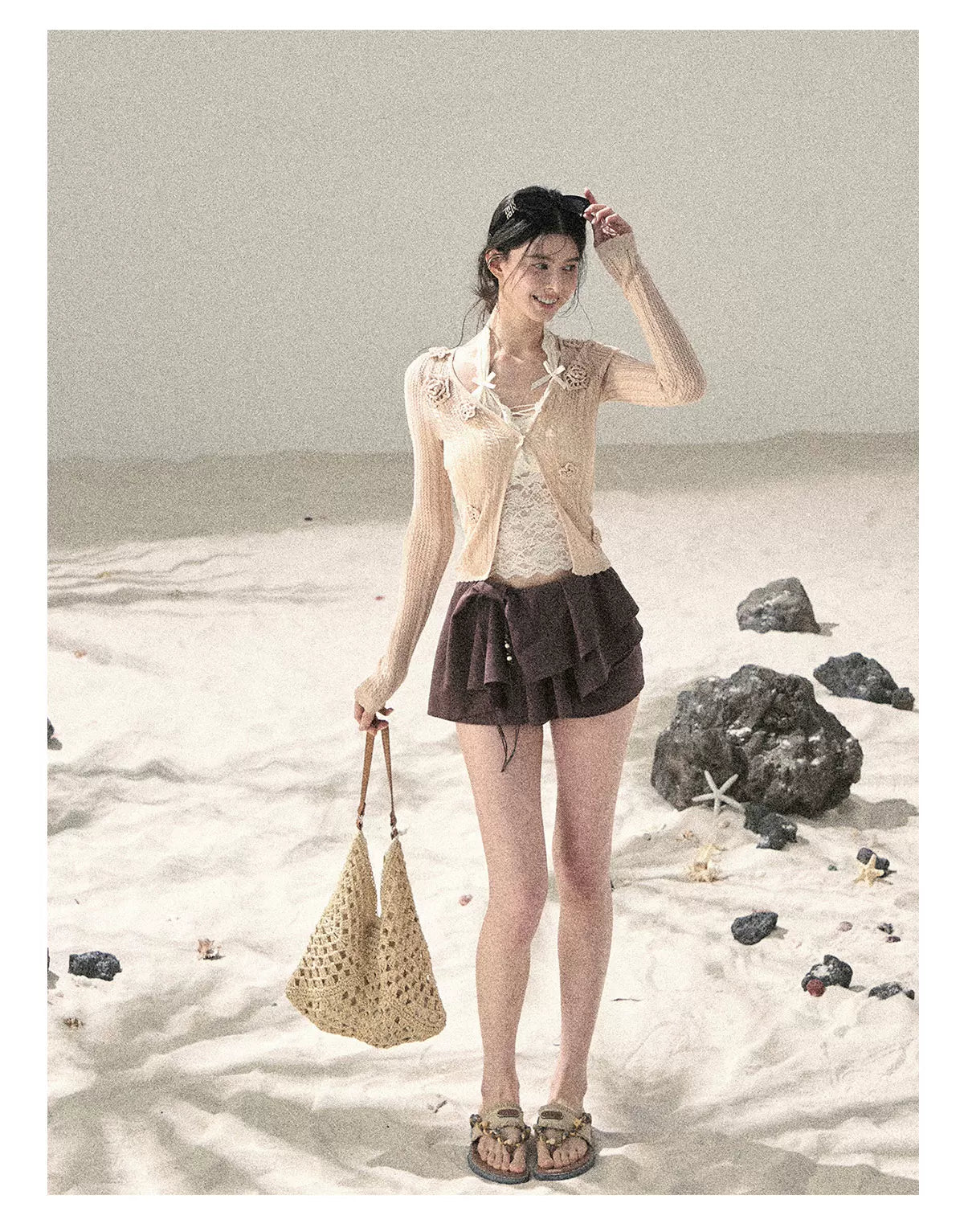 "Moss Whisper" Knit Sun Protection Cardigan & Cami Top