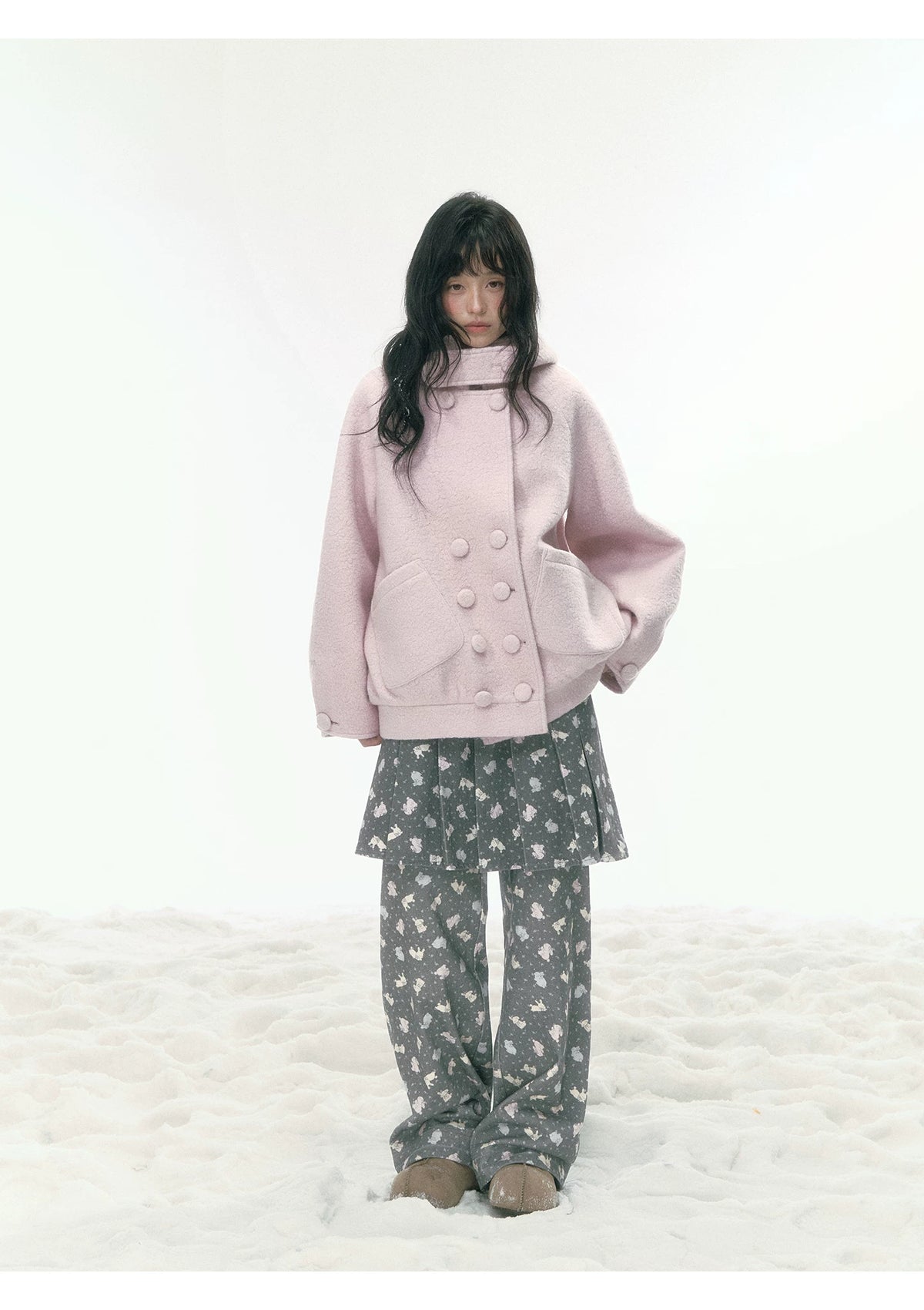 JOVYLLE - Pink Bunny Print Cotton Pants & Pleated Skirt