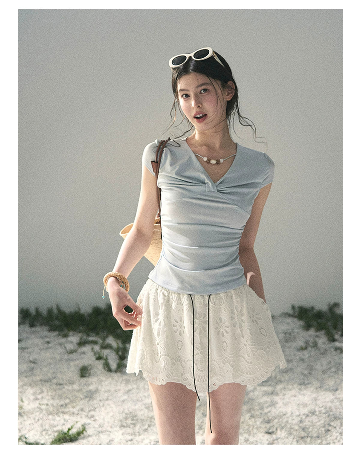 “Lost in Your Embrace” Gardenia White Lace Puff Skort