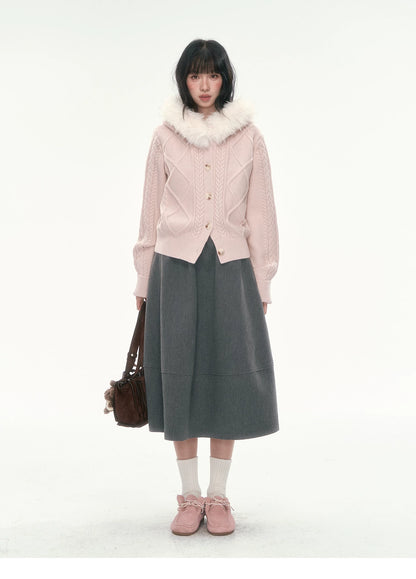 CAN - "Ode to Winter" Dark Gray Layered A-Line Midi Skirt