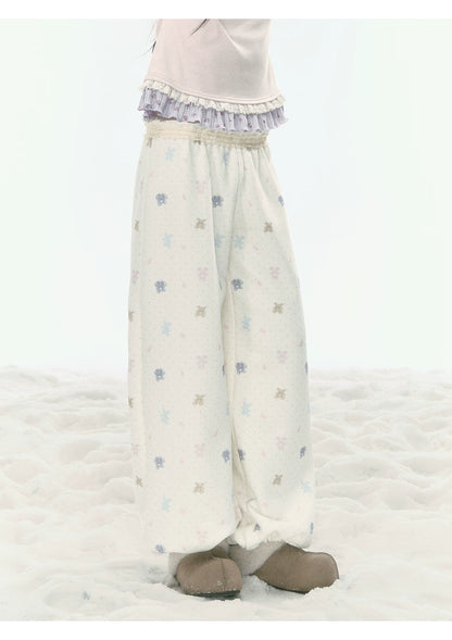 JOVYLLE - Cream Printed Fleece-Lined Sweatshirt, Pants & Skirt Set