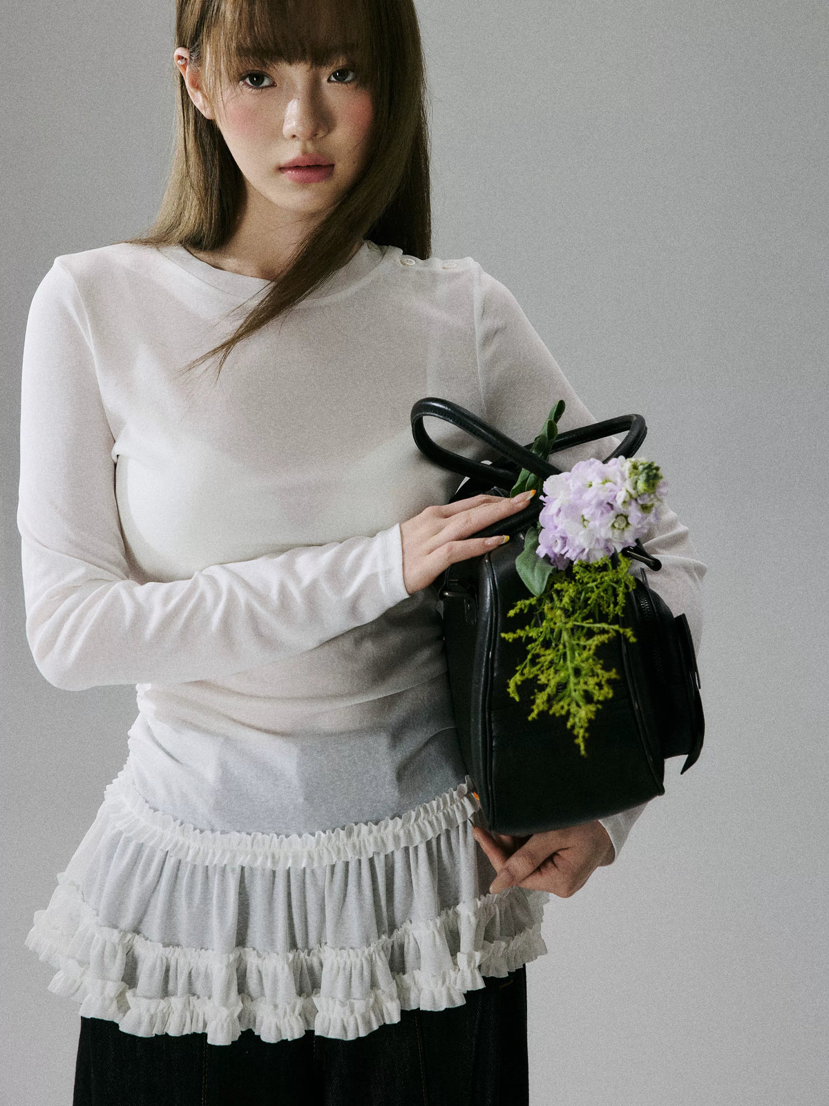 LOST FOREST - White Sheer Lyocell Layering Top