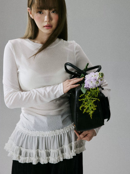 LOST FOREST - White Sheer Lyocell Layering Top