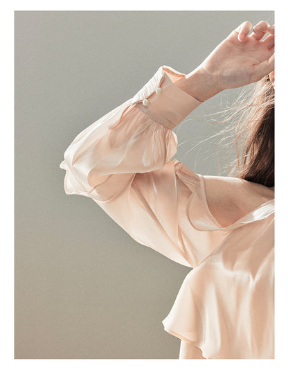 170726 "Pearlescent Glow" Pearl Pink Satin Halter Blouse