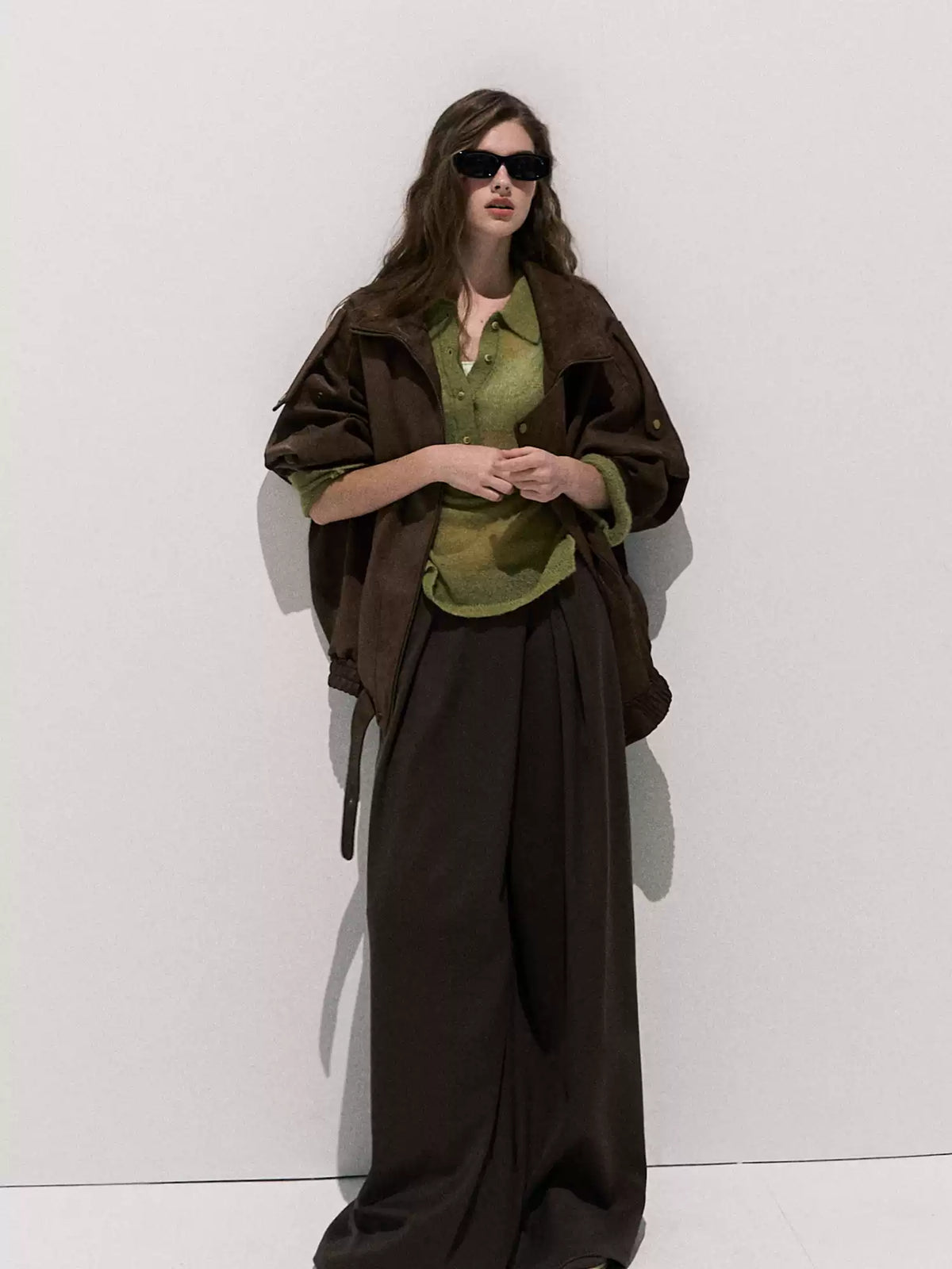 OAKMOO/ "“Ginger & Blossoms”" Mocha Mousse Vintage Faux Suede Moto Jacket