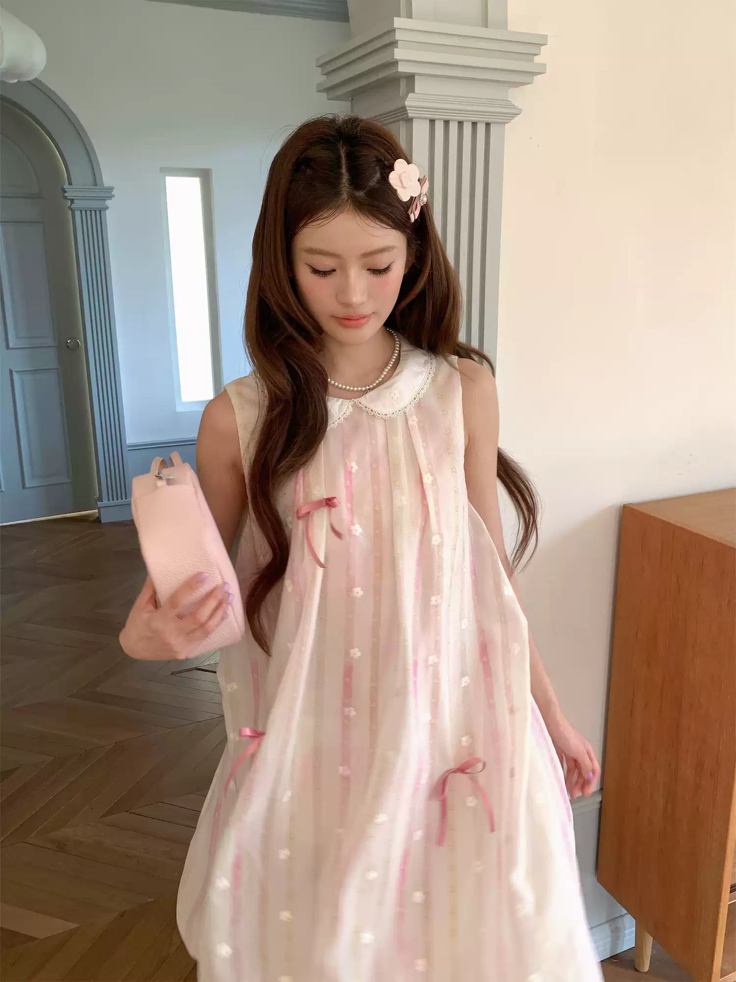 “Peach Soda Dream” Blush Pink Bubble Hem Dress