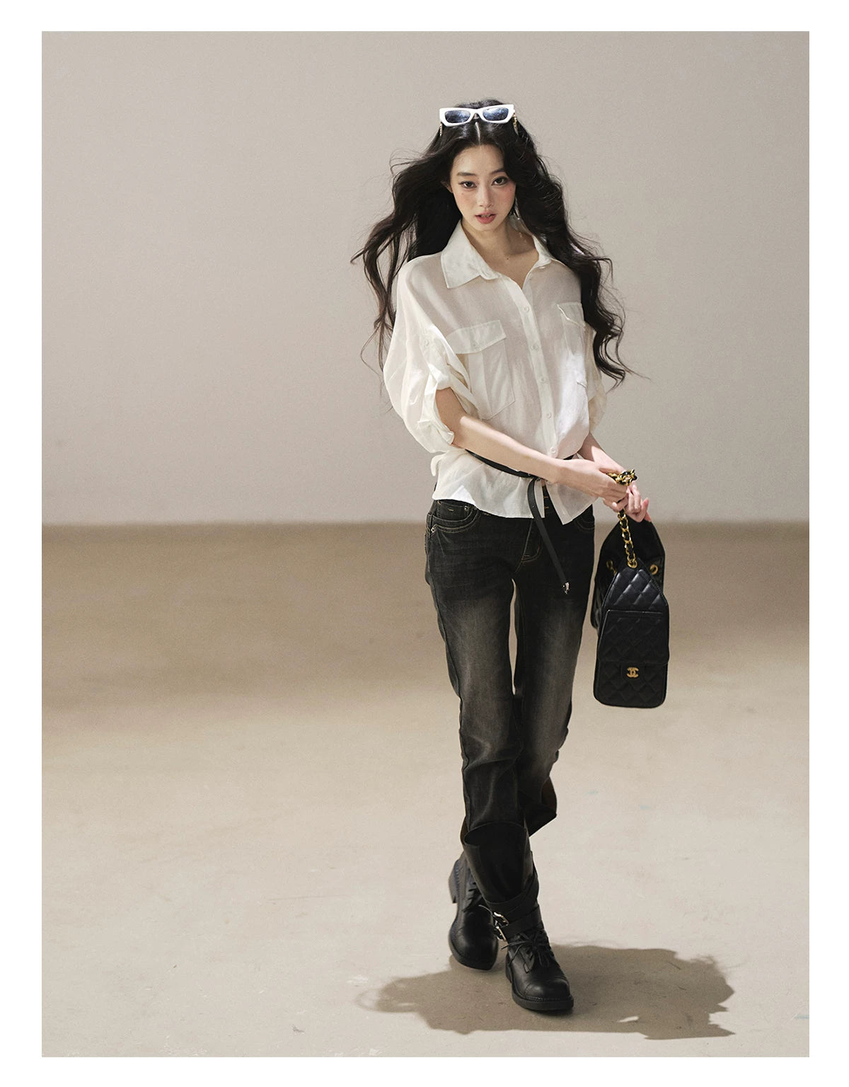 AOMALM - “Her Shoreline” American Vintage Slim Flare Jeans (Rock Black / Vintage Blue)