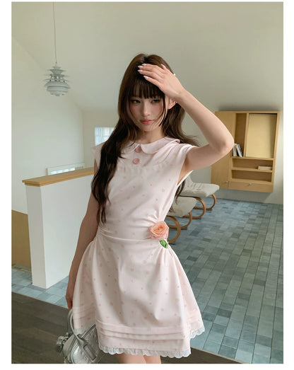 “White Tea Daydream” Pink Peter Pan Mini Dress