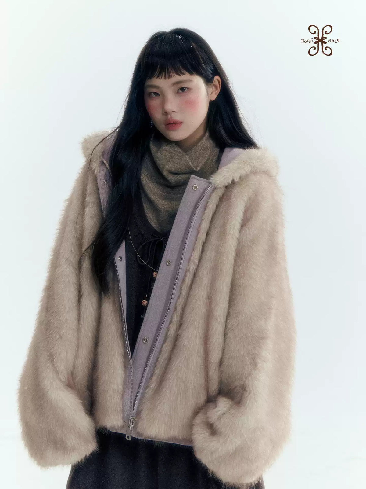 Horridale - Reversible Vintage Puff Jacket with Faux Fur – Misty Purple