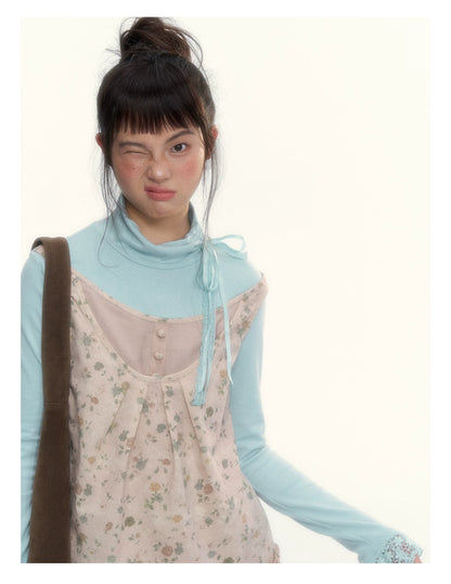 "Petals from a Forgotten Dream" Sweet Apricot Pink Floral Lace Ruffle Off-Shoulder Top