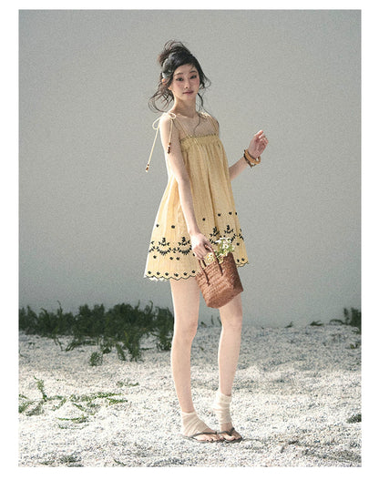 “Ripples Along the Hem” Butter Yellow Reversible Babydoll Dress
