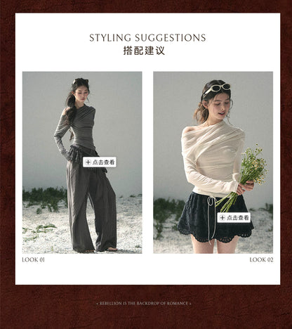 “Where Shadow Walks Beside Light” Dusk Gray Asymmetrical Top