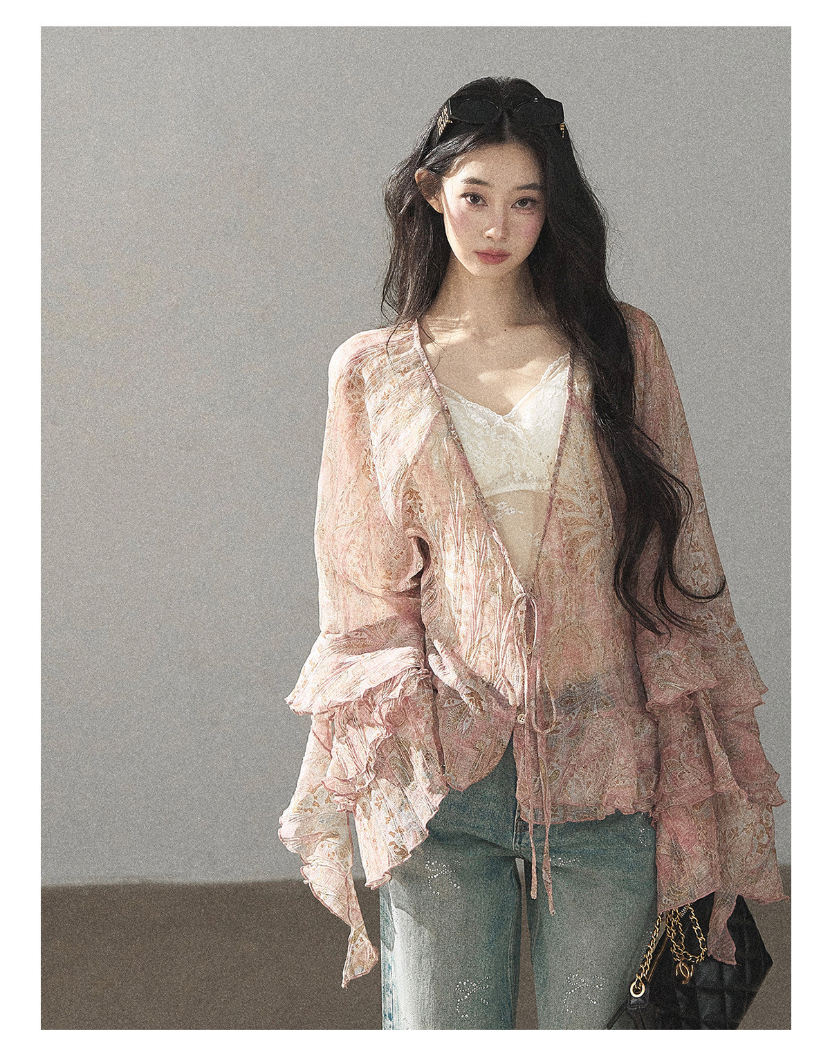 170726 "A Place Where Softness Rests" Lotus Mauve Ruffle Tie-Front Cover-Up Cardigan