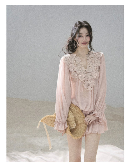 "Flowers on the Breeze" Blush Pink Top & Mini Skirt Two-Piece Set
