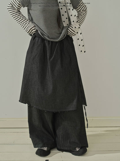 "Archive Fade" Dark Indigo Layered Wide Leg Jeans