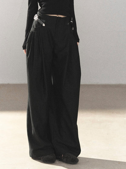 AOMALM - Dark Rock Gray Faux Two-Piece Asymmetrical Lace Long-Sleeve Top