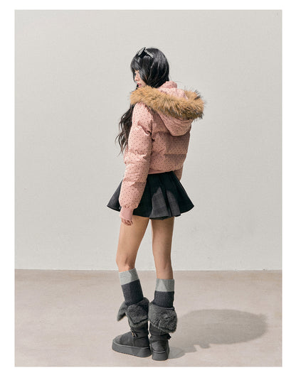 少也眼 “Candy Wrapper Dream” Hooded Quilted Polka-Dot Jacket 645156