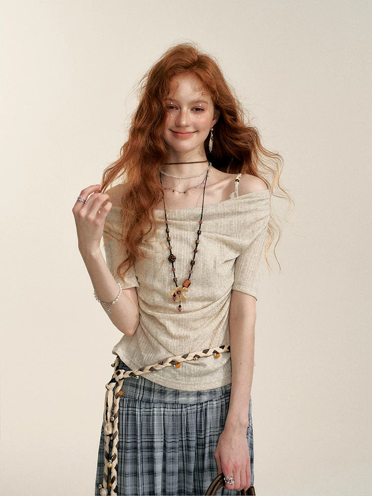 Gray Contrast Plaid A-Line Maxi Skirt