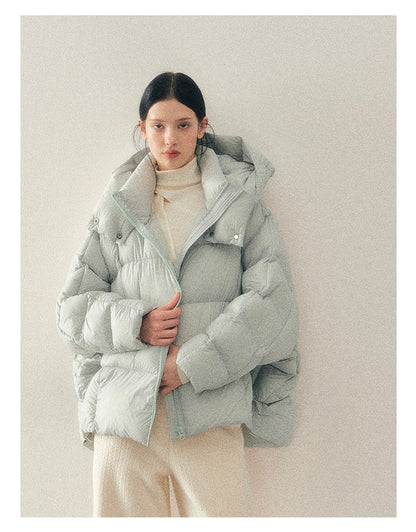 少也眼 "Thawing Snow Realm" Matte Nylon Down Puffer Jacket - Glacier Blue