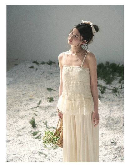 "Fallen Into Your Gaze" Dutch Cheese Lace Top & Jogger Pants Two-Piece Set