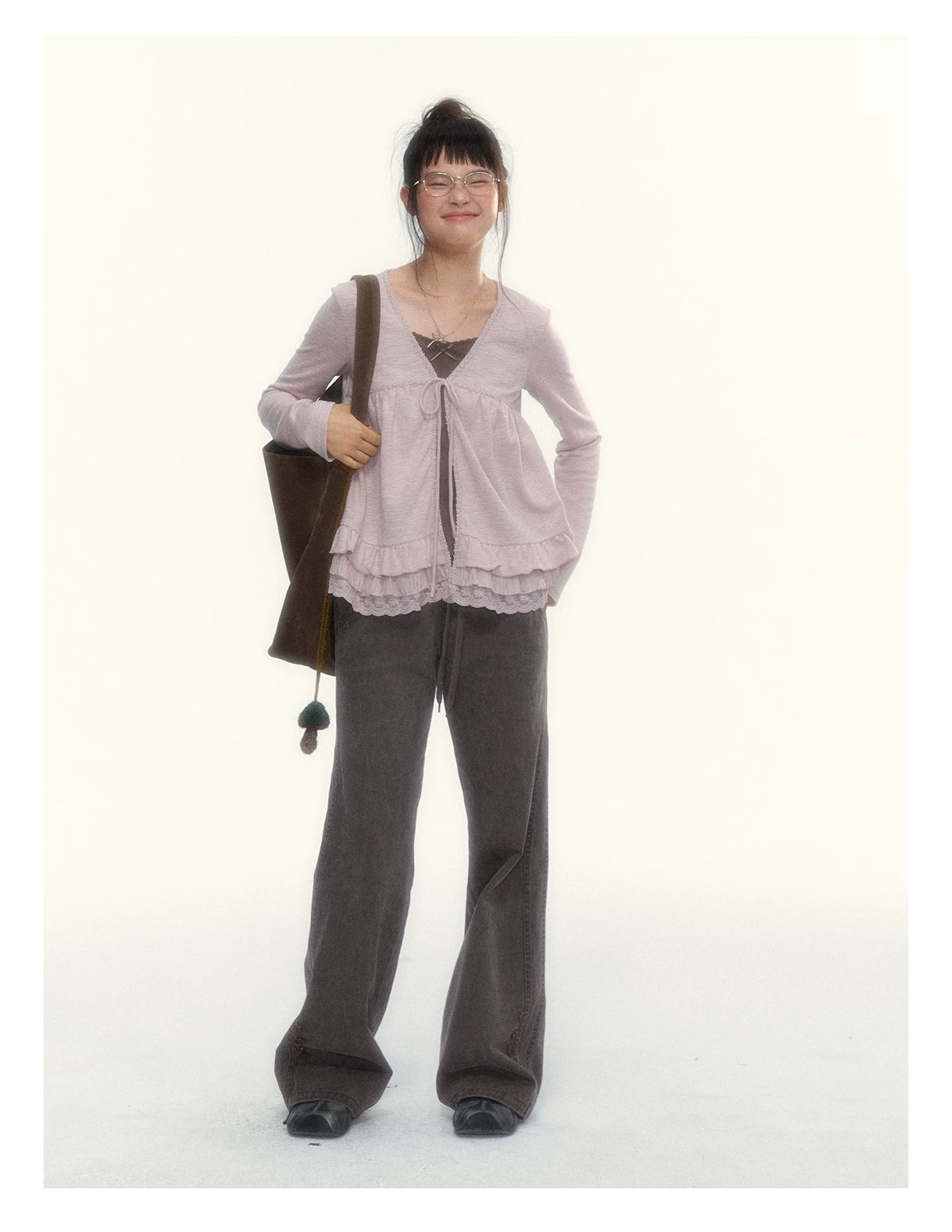 "A Season Called Autumn" Coffee Brown Vintage Washed Wide-Leg Utility Pants