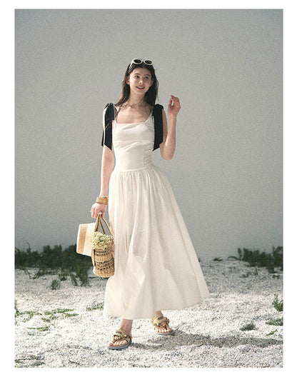 "Whispered Spring Midnight" Gardenia White Maxi Sundress 84545