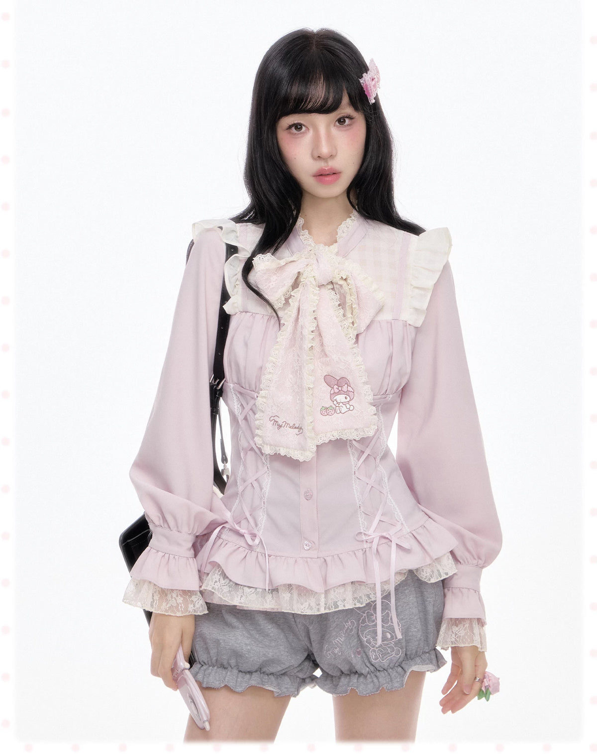 “Melody Mark!” Pink Shirt + Tiered Skirt + Bloomers Set