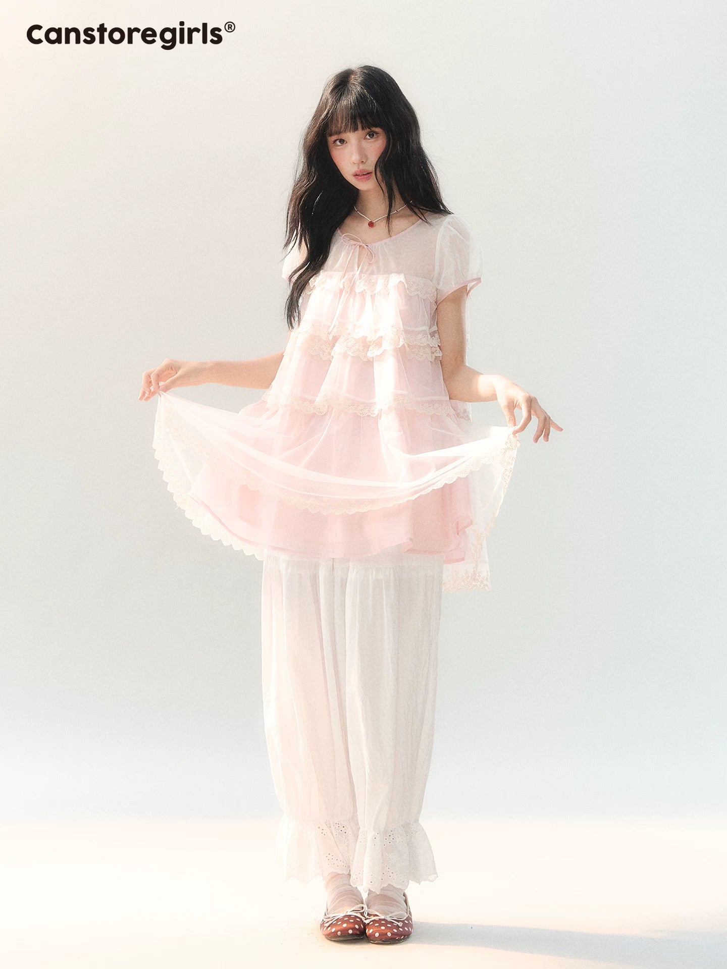 170726C "White Isle Breeze" White Ruffle Hem Cropped Balloon Pants