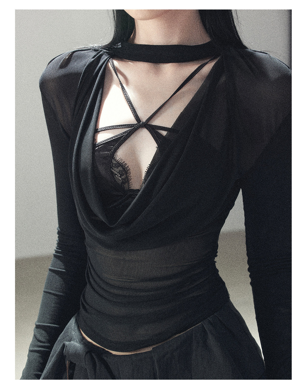 170726 "Barely There" Tranquil Black Sheer Halter Cover-Up