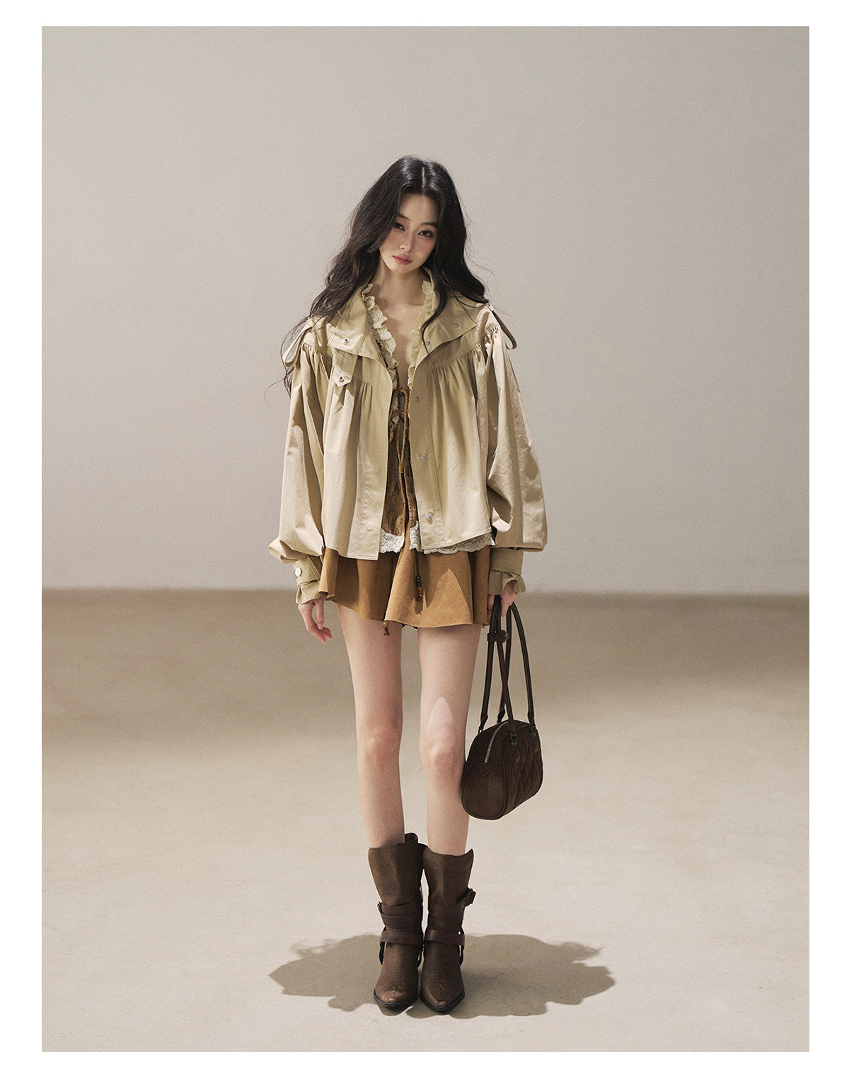 170726 "Where the Wind Wanders" Light Sand Cropped Utility Jacket