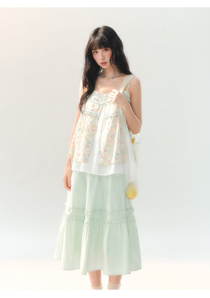 [CAN] "Spring Garden" Floral Lace Cami Skirt Set