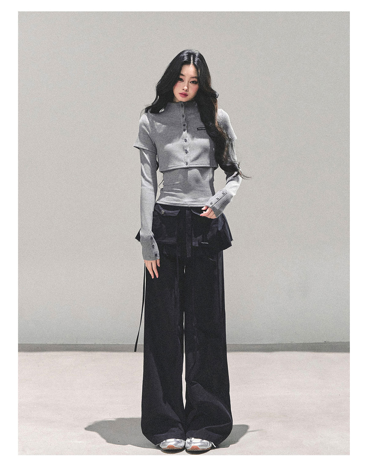 少也眼 “Soft Descent” Two-Piece Knit Long Sleeve Top Set 58842