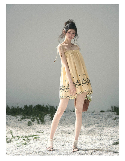 “Ripples Along the Hem” Butter Yellow Reversible Babydoll Dress