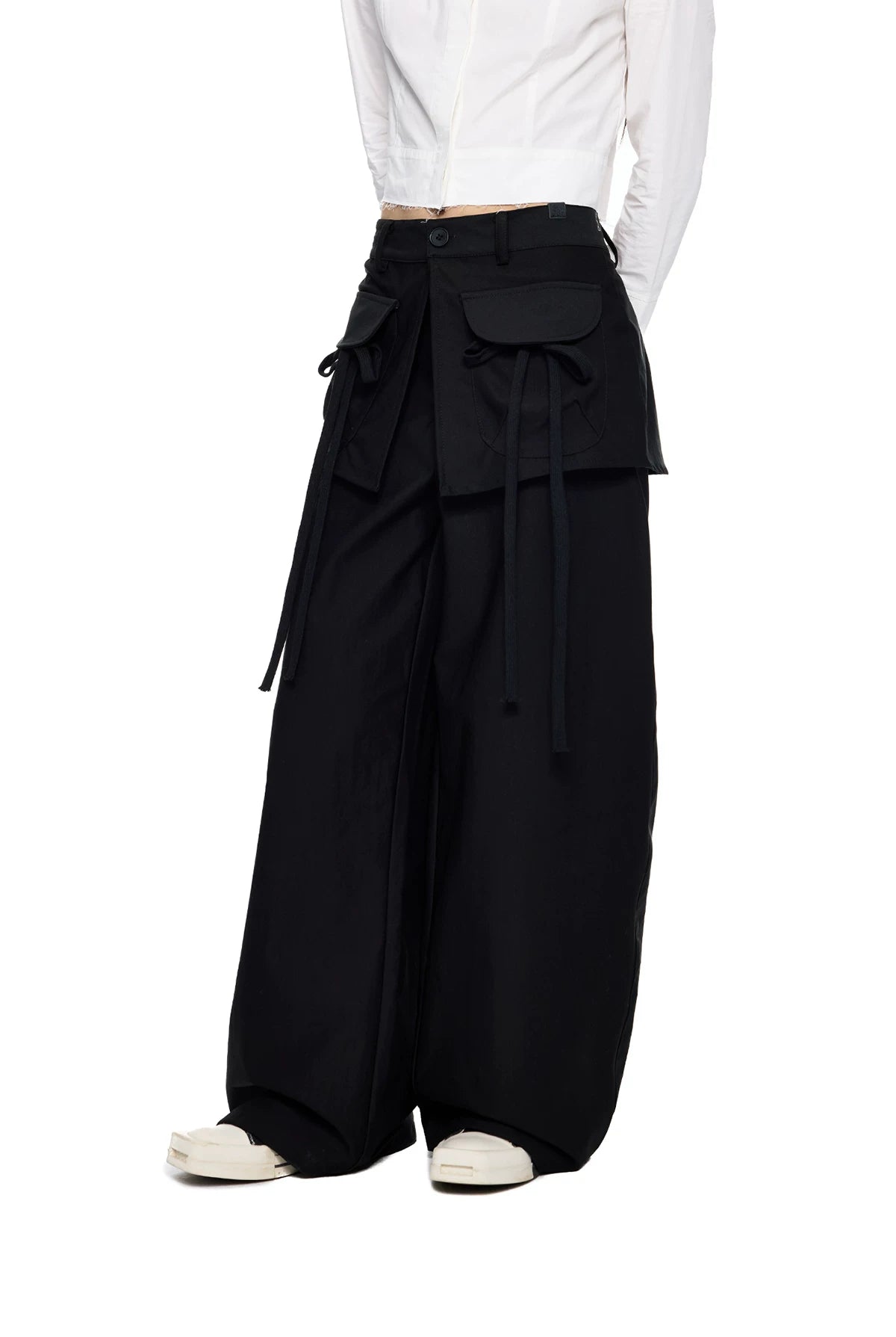 EZEK | Patchwork Drawstring Wide-Leg Lounge Pants (Black / Gray)