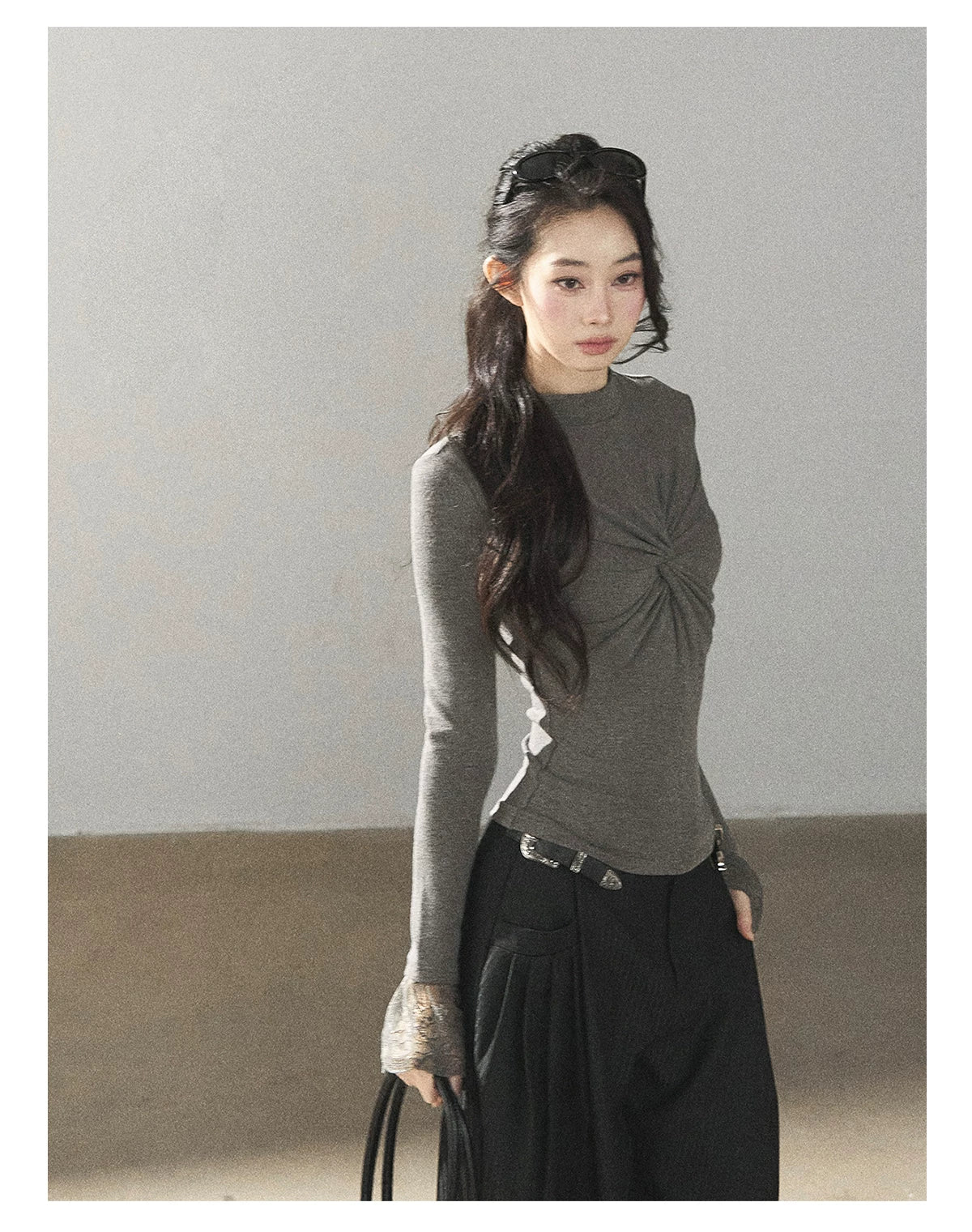 AOMALM - "Midnight Glow" Black Striped Satin Wide-Leg Pants