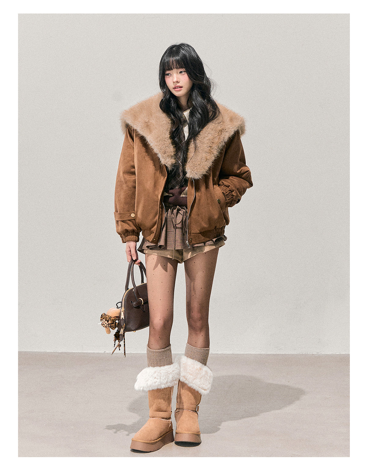 少也眼 "Sunset Melted Sugar" Faux Suede Padded Jacket