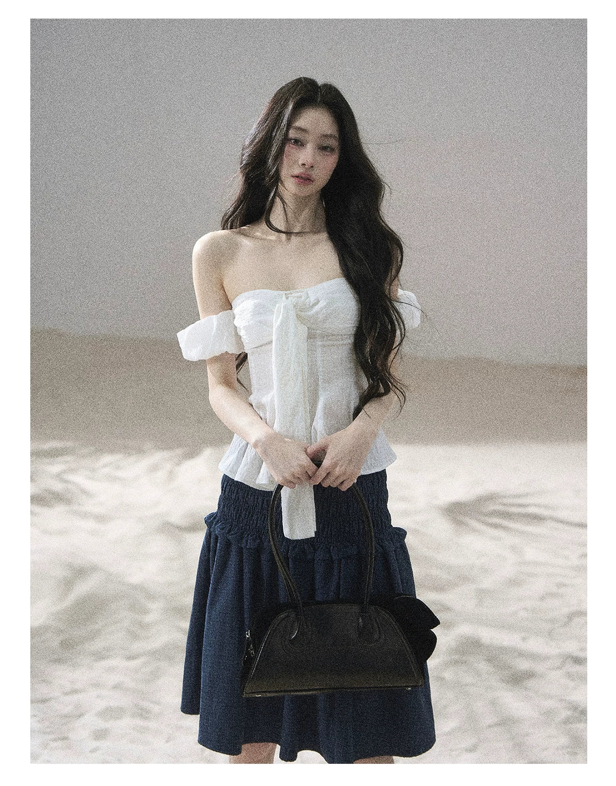 "Lazy Soliloquy" White Peplum Top & Wide-Leg Pants Set