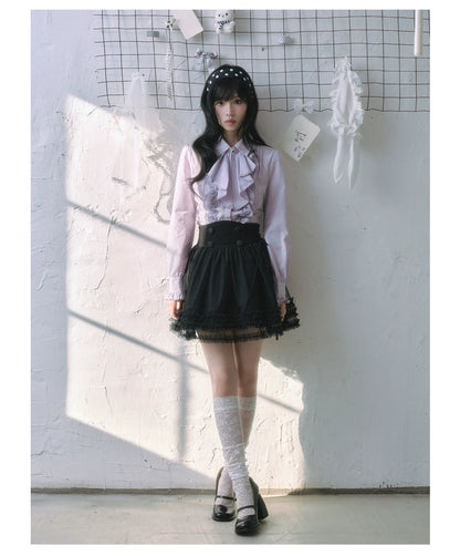 "Royal Lavender" Victorian Layered Collection (Ruffle Shirt / High-Waist Skirt / Mesh Overlay Skirt)