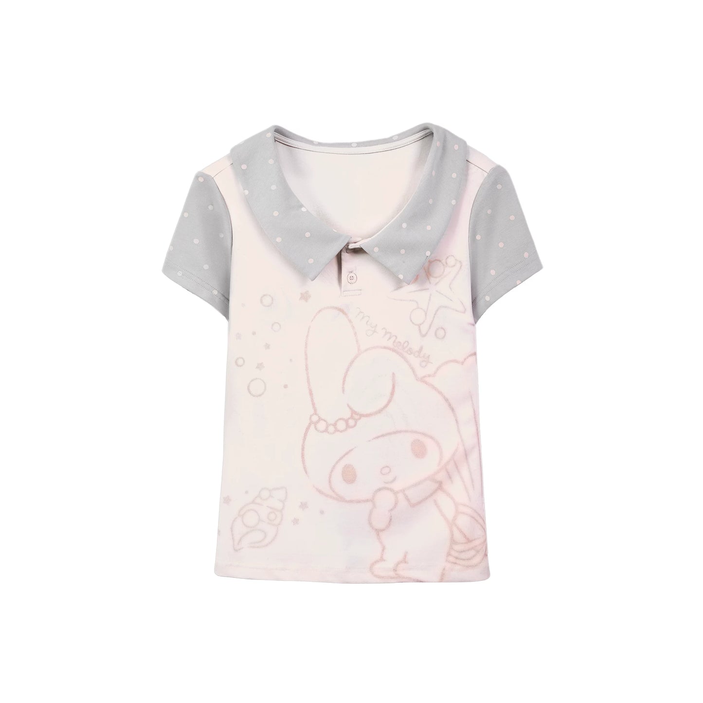 "Sweet Polka Day" Blush Pink Tee & Glacier Gray Shorts Set