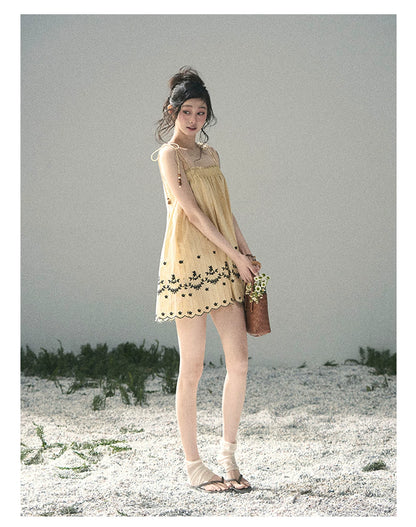 “Ripples Along the Hem” Butter Yellow Reversible Babydoll Dress
