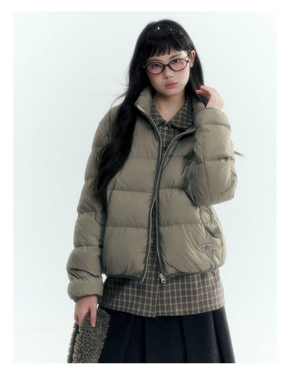 Horridale - Brown Khaki Plaid Embroidered Peter Pan Collar Shirt