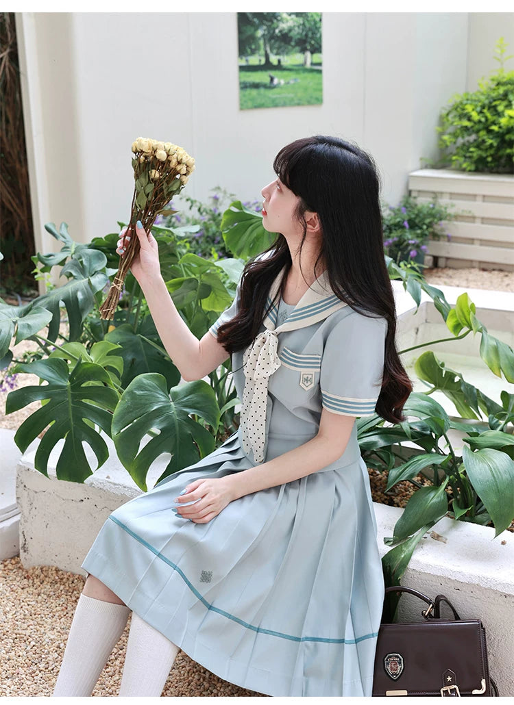 "Mint Whisper" Mint White Sailor Uniform Set