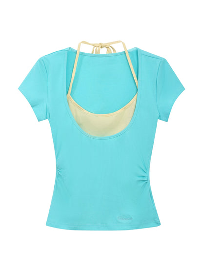 "Fresh Arrival" Green Layered Halter Two-Piece Top