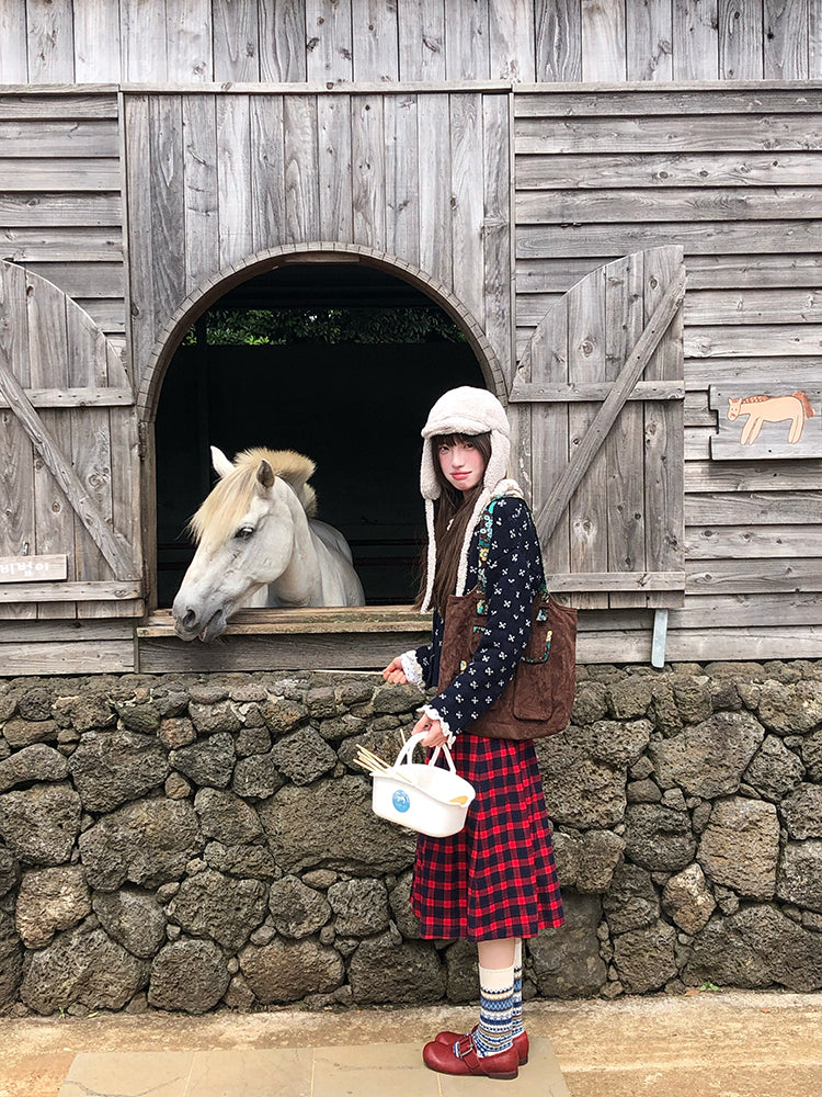 Zzouu - Retro Plaid Skirt