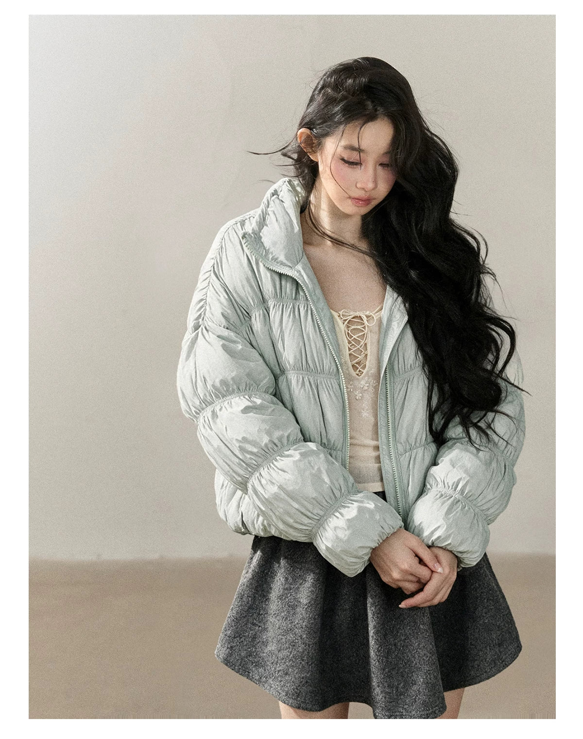 AOMALM - “She Gazes at Snow” 90% White Duck Down Puffer Jacket – Dusty Lilac