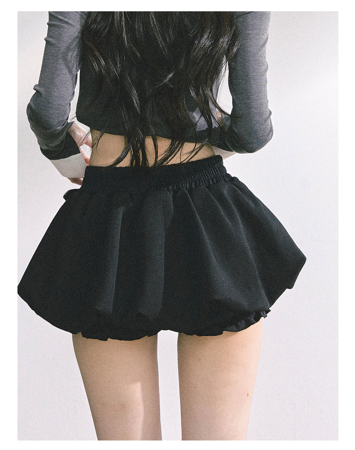 少也眼 “City Muse" High-Waist Tulip Mini Skirt - Black 7520678