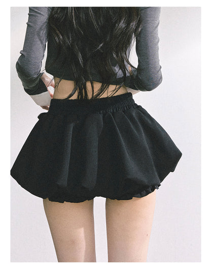 少也眼 “City Muse" High-Waist Tulip Mini Skirt - Black 7520678