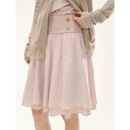"Sweetheart Pages" Blush Pink Bow Puff Sleeve Top & A-Line Skirt Set