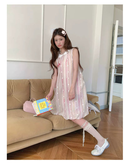 “Peach Soda Dream” Blush Pink Bubble Hem Dress